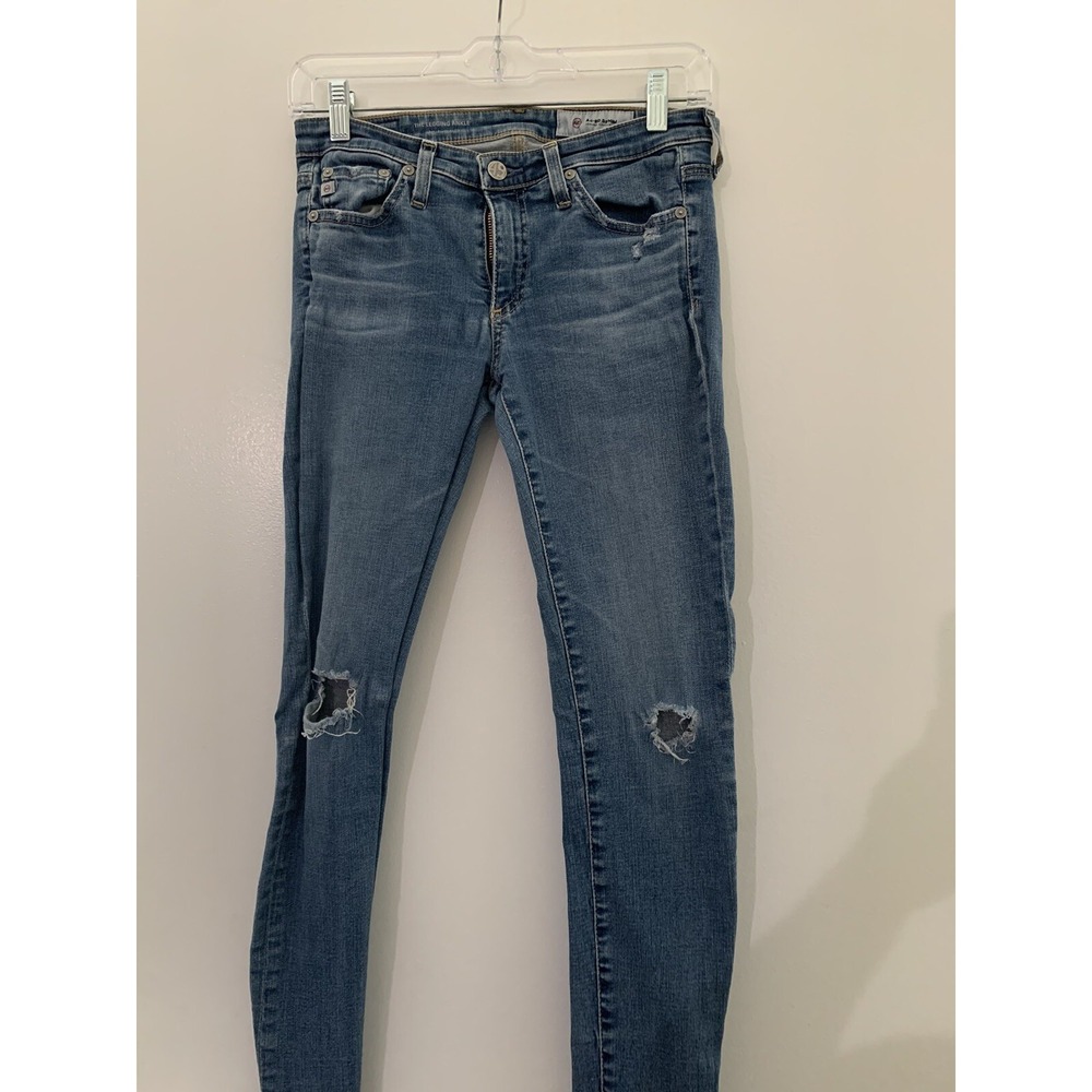 AG The Legging Ankle Blue Jean Super Skinny Ankle Size 26R X 27 Distressed